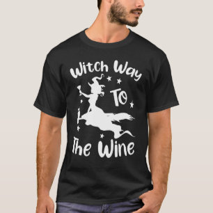 Witch Way To The Wine Halloween Drinking  2 T-Shirt