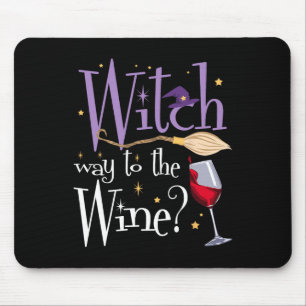 Witch Way To The Wine Halloween Drinking For Wicca Mouse Mat