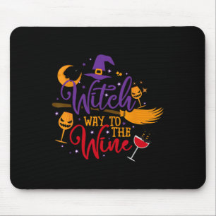 Witch Way To The Wine Halloween Drinking for Wicca Mouse Mat
