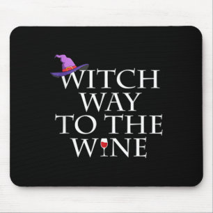 Witch Way To The Wine Shirt Funny Halloween Witch Mouse Mat