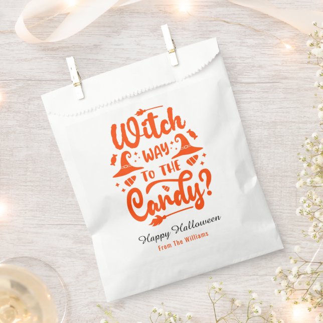 Witch Why To The Candy Editable Colour Halloween  Favour Bags (Clipped)
