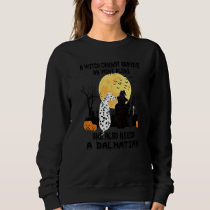 Witch Wine And Dalmatian Dog Mum Halloween Costum Sweatshirt