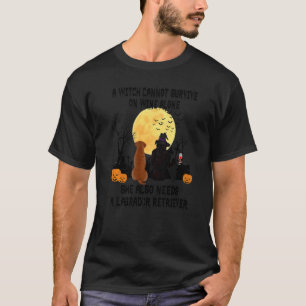 Witch Wine And Labrador Retriever Dog Mum Hallowee T-Shirt