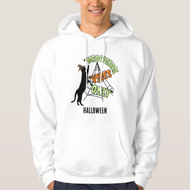 witch wired cat  in halloween editable hoodie (Front)