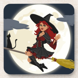 witch witchcraft broomstick broom coaster