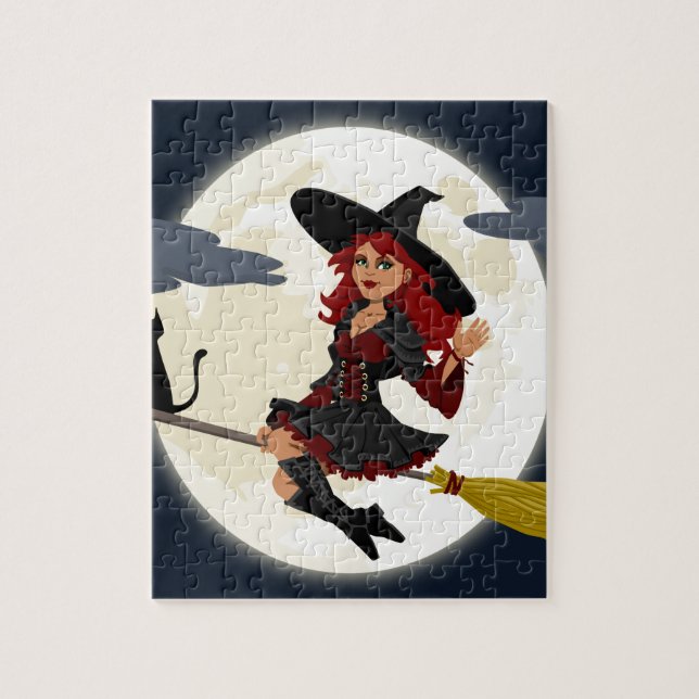 witch witchcraft broomstick broom jigsaw puzzle (Vertical)