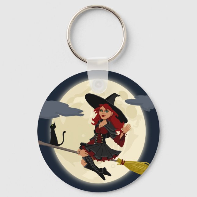 witch witchcraft broomstick broom key ring (Front)