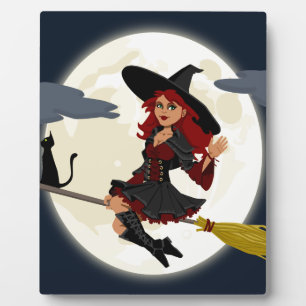 witch witchcraft broomstick broom plaque