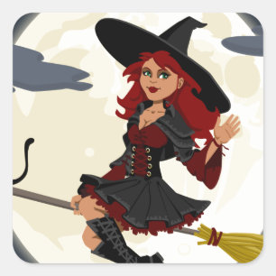 witch witchcraft broomstick broom square sticker