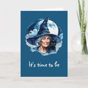 Witch with a Cat - Wicca Halloween 1 Card