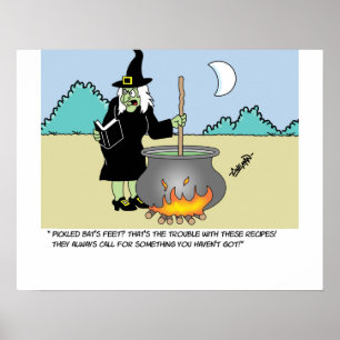 Witch With A Recipe Book Poster