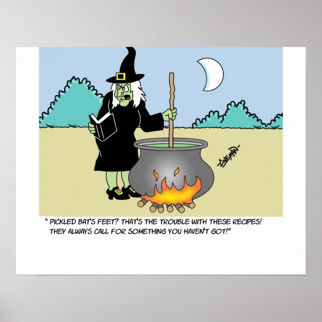 Witch With A Recipe Book Poster (Front)