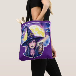Witch with an Owl - Halloween Fan Fun 1 Tote Bag