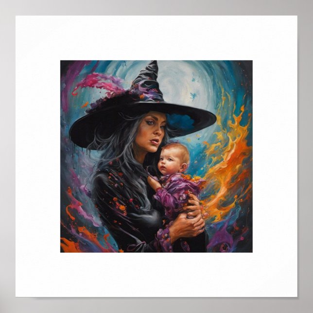 Witch with Baby Poster (Front)