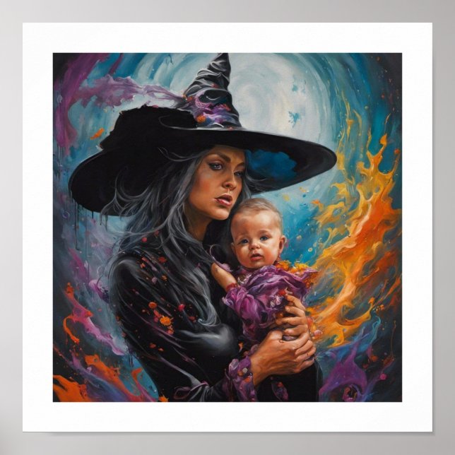 Witch with Baby Poster (Front)