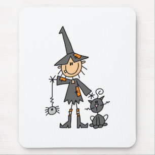 Witch with Black Cat Mouse Mat