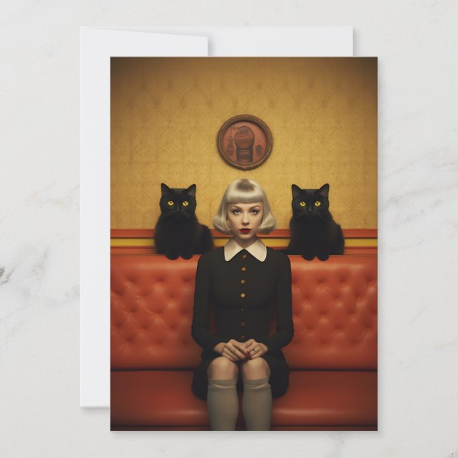 Witch with black cats holiday card (Front)