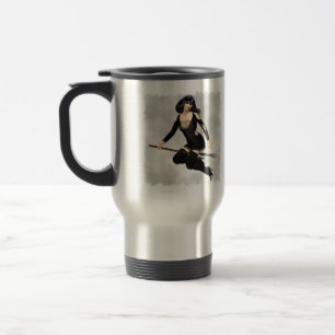 Witch with Broom  Travel Mug