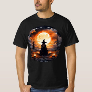 Witch with Candles and Fire - Wicca Halloween 2 T-Shirt