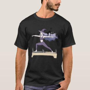 Witch with Cat Doing Reformer Pilates Machine Hall T-Shirt