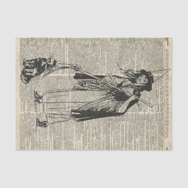 Witch With Cat Haloowen Party Gift Decoration Tissue Paper (Front)