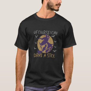 Witch with cat on bhisend with bat Joke Saying T-Shirt