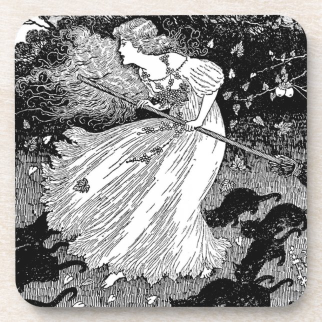 Witch with cats coaster (Front)