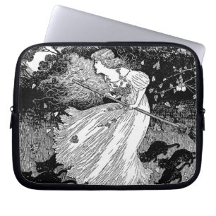 Witch with cats laptop sleeve
