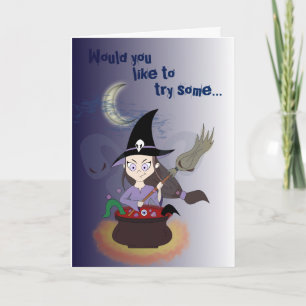 Witch with Heart and Kisses on Valentine's Day Card