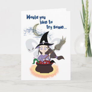 Witch with Heart and Kisses on Valentine's Day Card