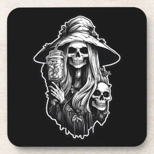 Witch with lantern Halloween Coaster