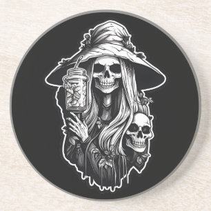 Witch with lantern Halloween Coaster