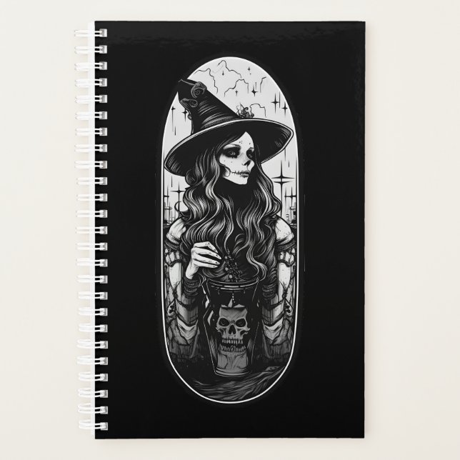 Witch with lantern Halloween Planner (Front)