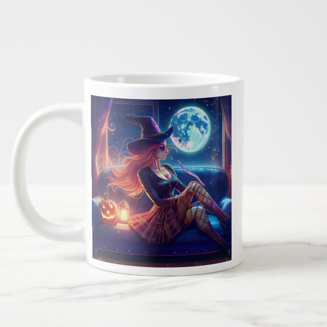 Witch with Moon Jumbo Coffee Mug (Left)