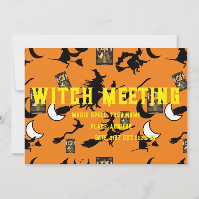 Witch wizard blackcat moon bloomstick invitation (Front)