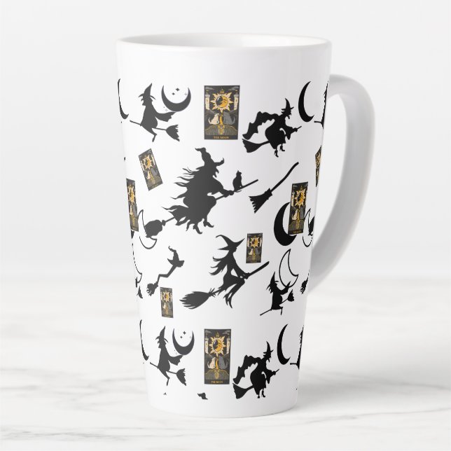 Witch wizard blackcat moon bloomstick  latte mug (Right Angle)