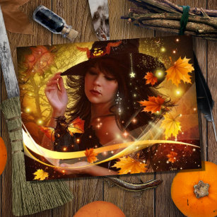 Witch Woman Halloween Postcard
