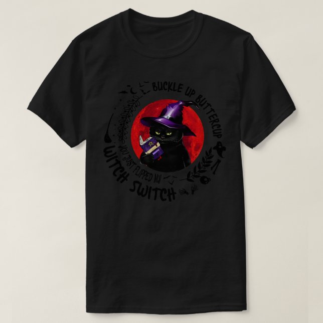 Witch x Cat Flipped My Witch Switch T-Shirt (Design Front)