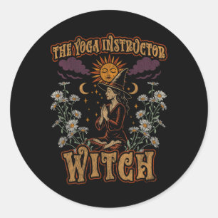Witch Yoga Instructor Life Mindful, Movement Classic Round Sticker