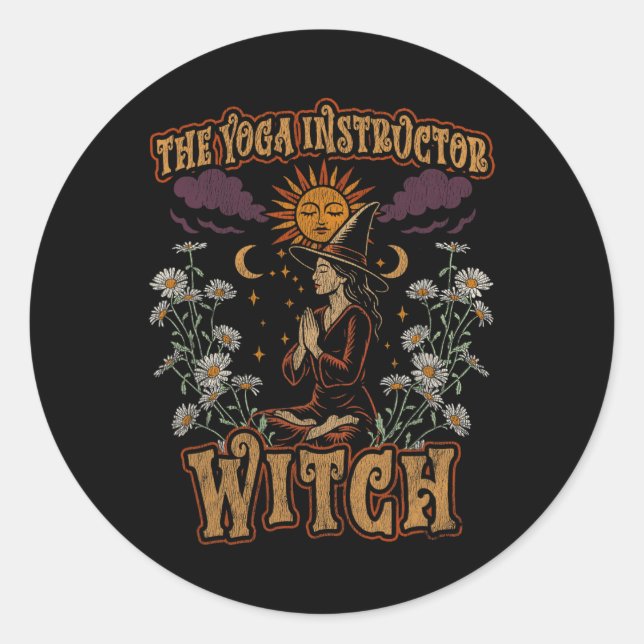 Witch Yoga Instructor Life Mindful, Movement  Classic Round Sticker (Front)