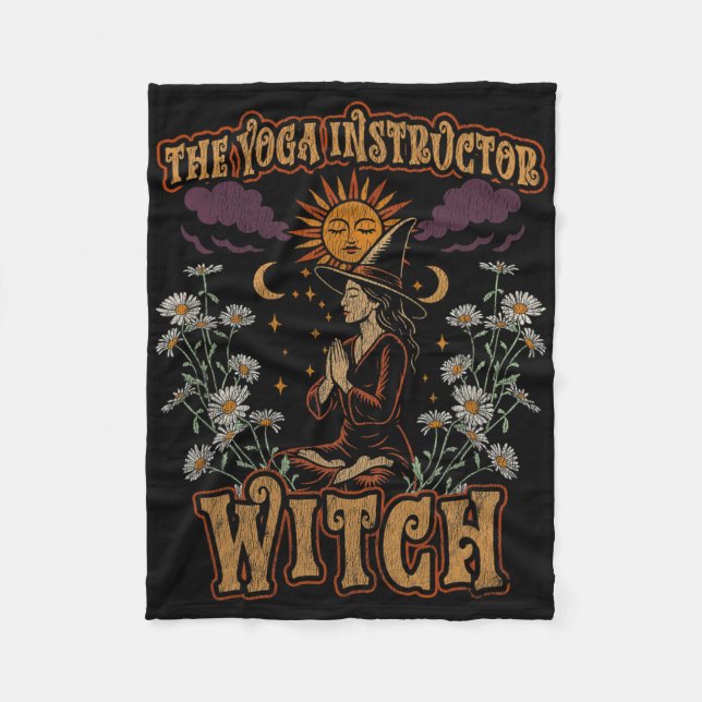 Witch Yoga Instructor Life Mindful, Movement  Fleece Blanket (Front)