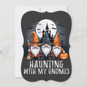 Witchcore Halloween Gnome Trio Haunted Castle Holiday Card