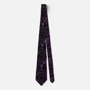 witchcraft pattern 2506.Purple. Black BG Tie