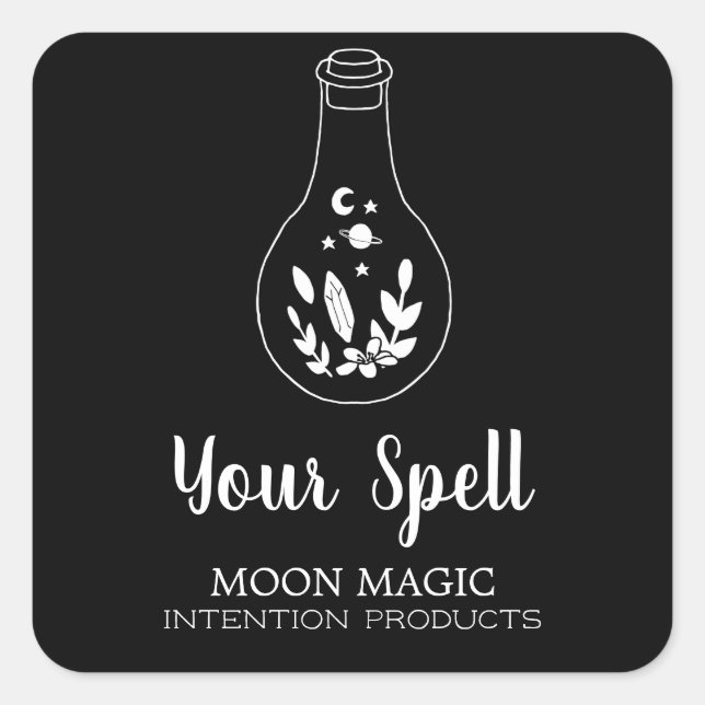 Witchcraft Potion Bottle Black Stickers (Front)