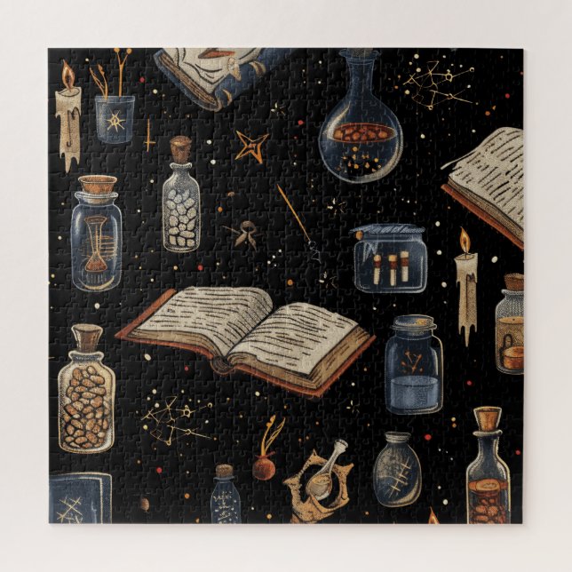 Witchcraft Potion Pattern – Halloween Magic Jigsaw Puzzle (Vertical)