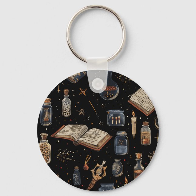 Witchcraft Potion Pattern – Halloween Magic Key Ring (Front)