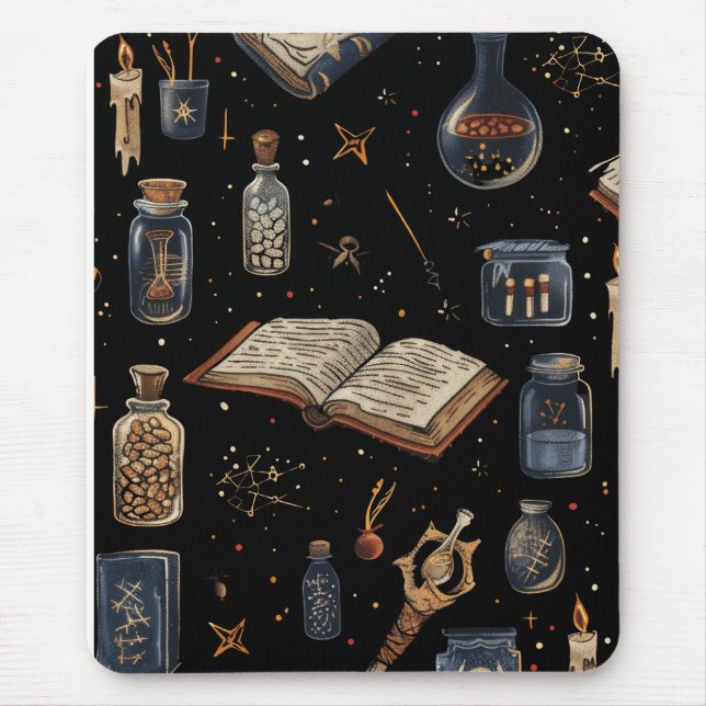 Witchcraft Potion Pattern – Halloween Magic Mouse Mat (Front)