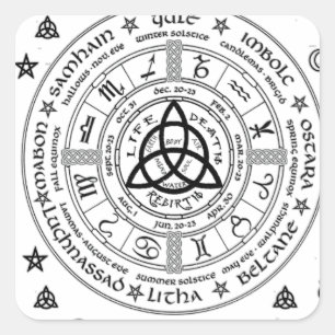 Witchcraft symbols square sticker