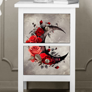 Witchery   Crescent Moon with Gothic Red Roses Tissue Paper