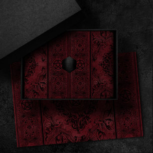 Witchery Flourish   Dark Red Fantasy Pentacle Tissue Paper